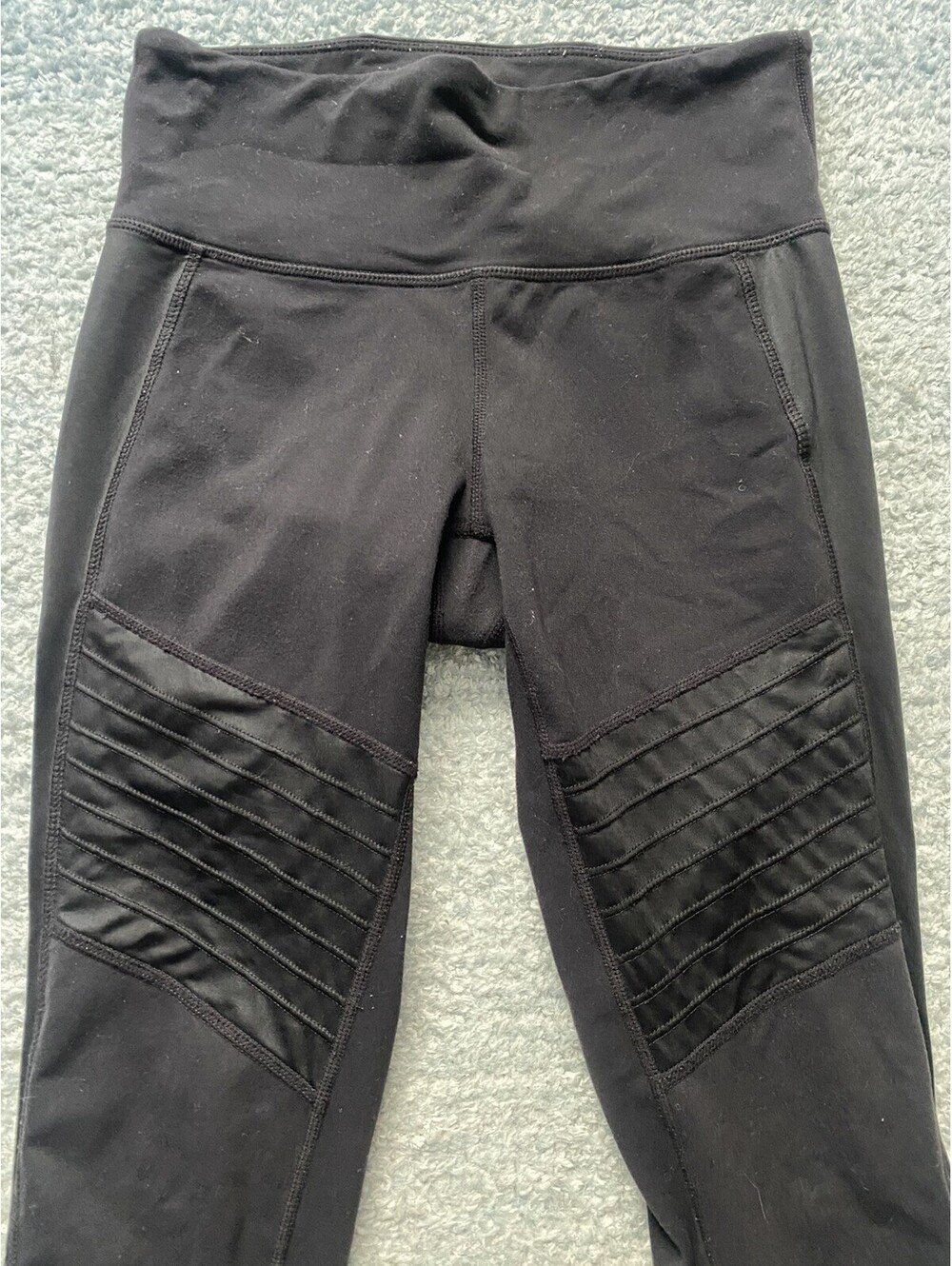 Athleta XS Moto-vating Black Mesh Leggings Activewear Gym Workout - Picture 3 of 7